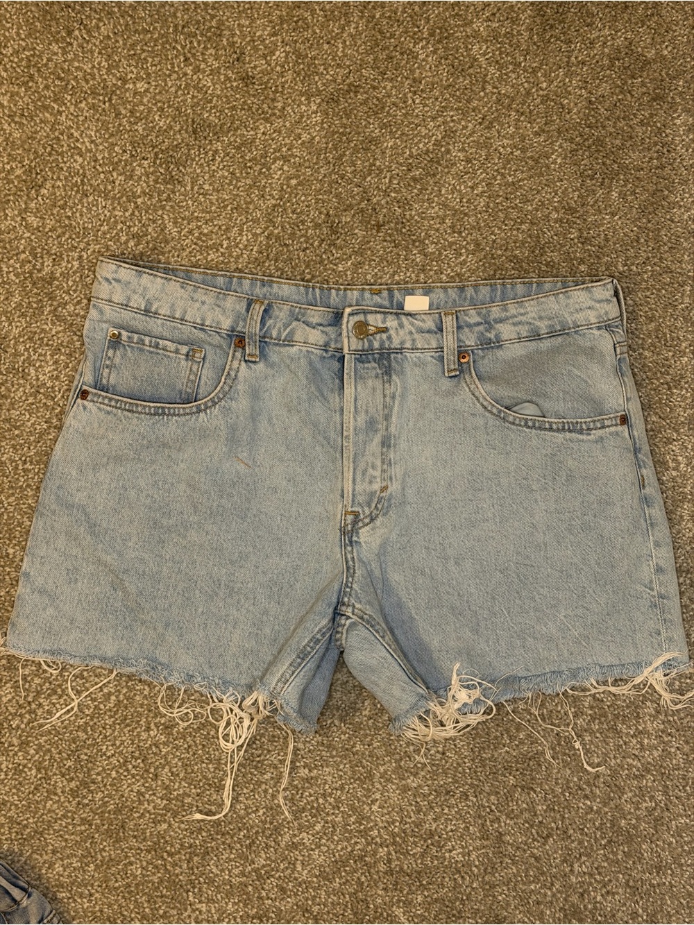 H&M Light Blue Denim Cutoff Shorts with Frayed Hem